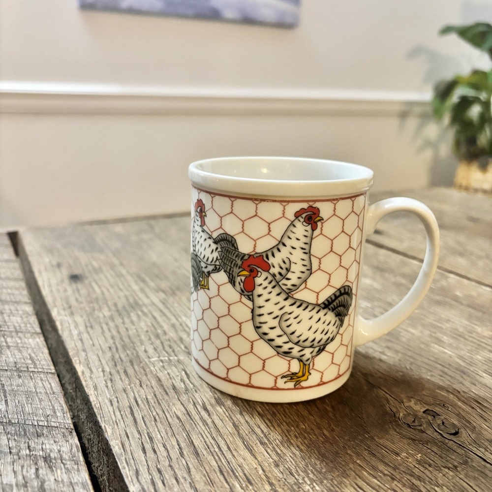 Vintage Takahashi‎ Japan Chicken Wire Hen Coffee Tea Mug Farm San Francisco 8 Oz